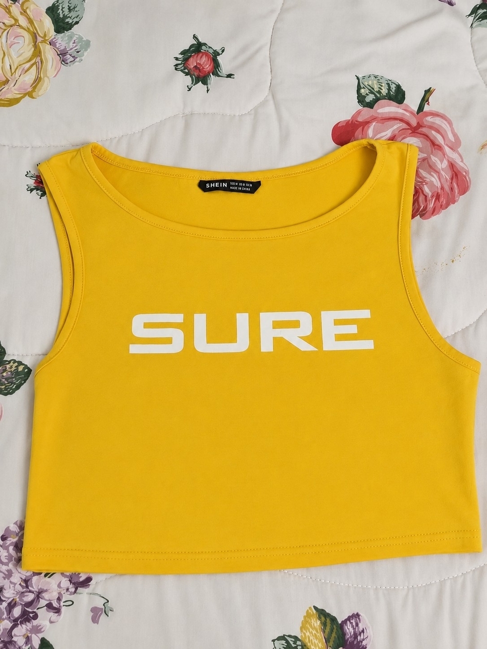 SHEIN Yellow 'SURE' Crop Tank Top | Bundle & Save